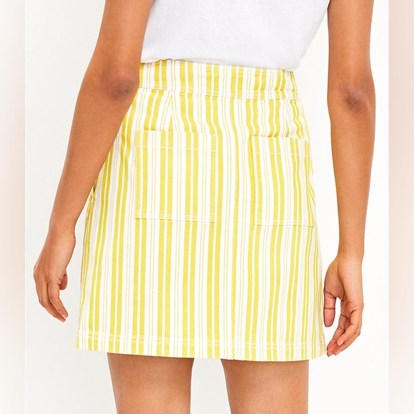 LOFT yellow white Striped Pocket Shift Skirt NWOT size 6 - Picture 3 of 7